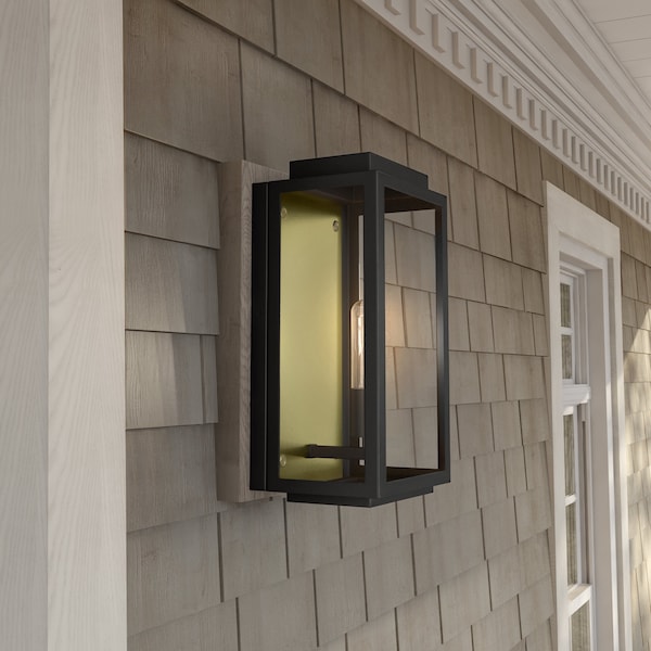 Twilight 14 In 1Light Black Outdoor Wall Lantern With Clear Glass Shade
